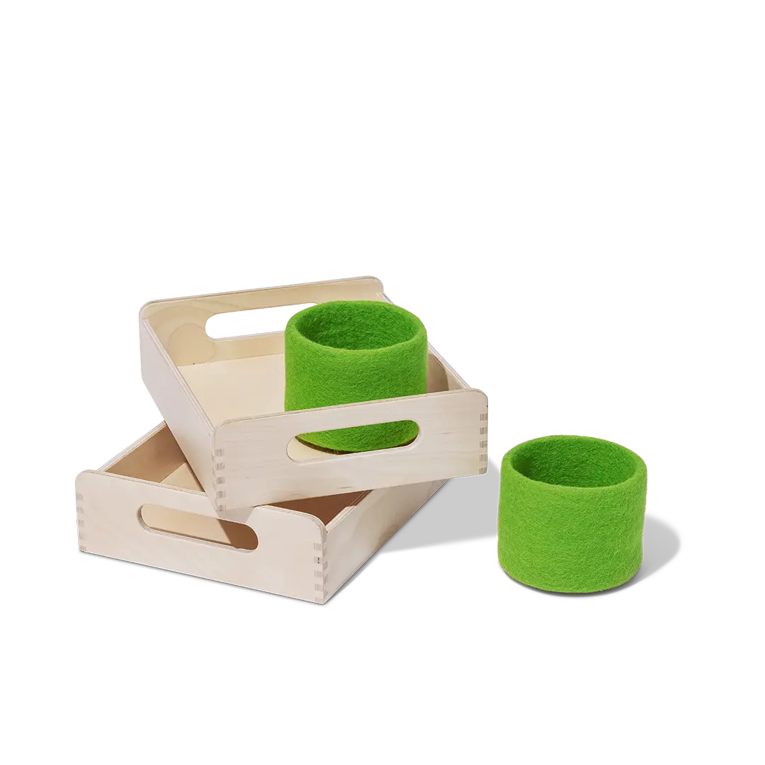 Montessori Wooden Trays & Felt Baskets